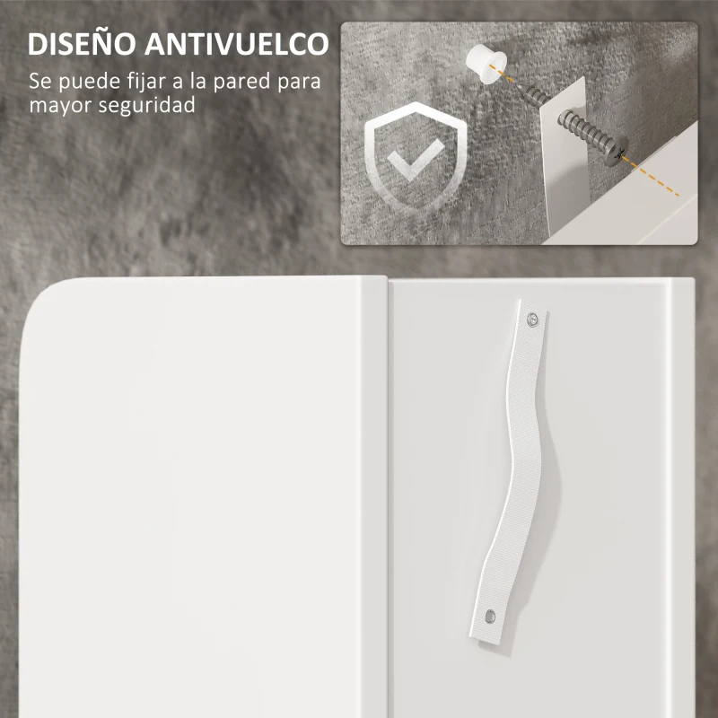 kleankin Columna Baño con 3 Puertas y 3 Estantes Mueble Auxiliar Alto de Estilo Moderno 15x17x120cm Blanco