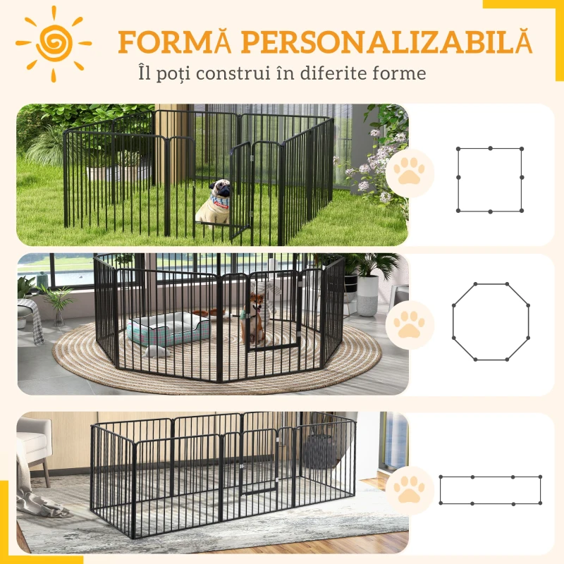 Pawhut tarc Joaca Caini – 6 Panouri Metalice, Rezistent Interior/Exterior