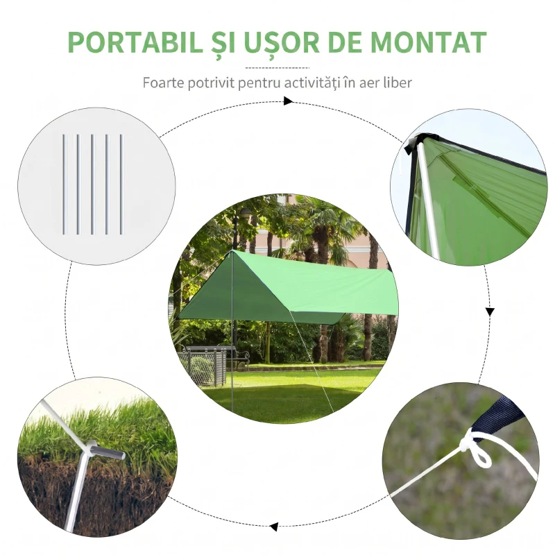 Outsunny, Cort de Plajă, Pentru petreceri, camping, Poliester, 300cm x 292cm, Verde
