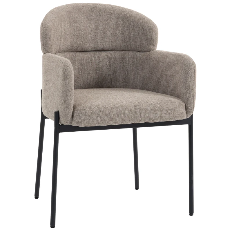 HOMCOM Sessel Wohnzimmer Loungesessel mit Chenille-Optik, Armlehnen, Metallbeinen für Schlafzimmer, Hellbraun