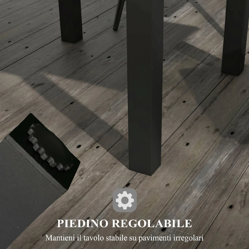 Outsunny Tavolo da Giardino Allungabile per 4-6 Persone con Piano a Doghe, in Alluminio, 81/162x80x75 cm, Grigio