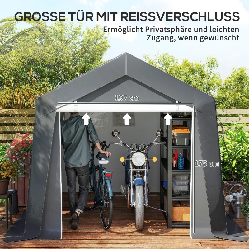 Outsunny Carport Zeltgarage 3x3 m Wasserdicht Garagenzelt mit Rolltür Belüftungsfenster Verlängerte Kanten Dunkelgrau