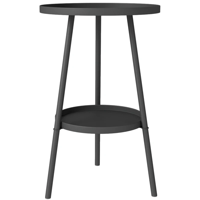 Outsunny Beistelltisch Garten Zweistufig Gartentisch mit erhöhten Kanten runder Balkontisch Ø32 x 51H cm