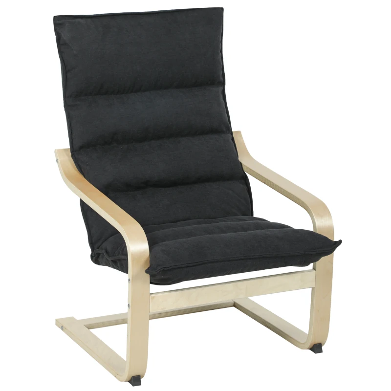 HOMCOM Sillón de Salón Moderno con Respaldo Alto Acolchado Patas de Madera y Tapizado en Terciopelo 67x83x105 cm Negro