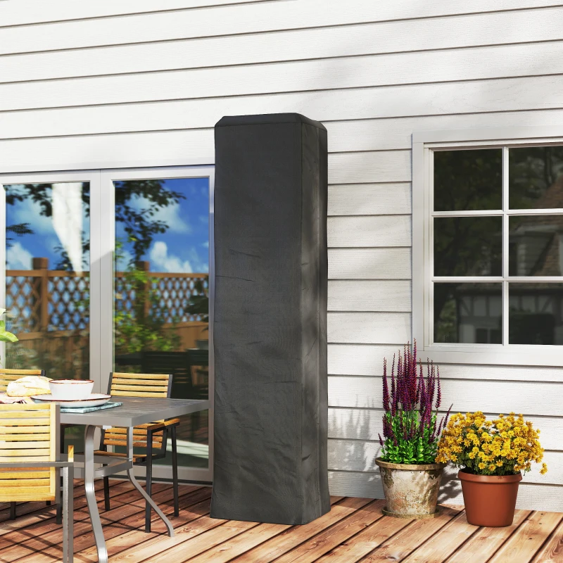 Outsunny Heavy Duty Gas Pyramid Patio Heater Cover, Full Length Outdoor Heater Cover Protector, UPF 30+ Oxford Fabric with Zipper, Black