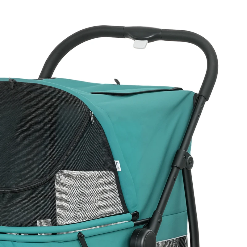 PawHut Dog Stroller, 3 Wheels Pet Stroller with Dual Entry, Easy One-Click Quick Fold, Mesh Windows, Washable Cushion