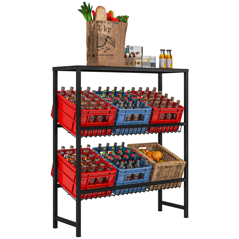 HOMCOM Lagerregal, höhenverstellbar, stabiles Metall, platzsparendes Design, 210 kg belastbar, Schwarz