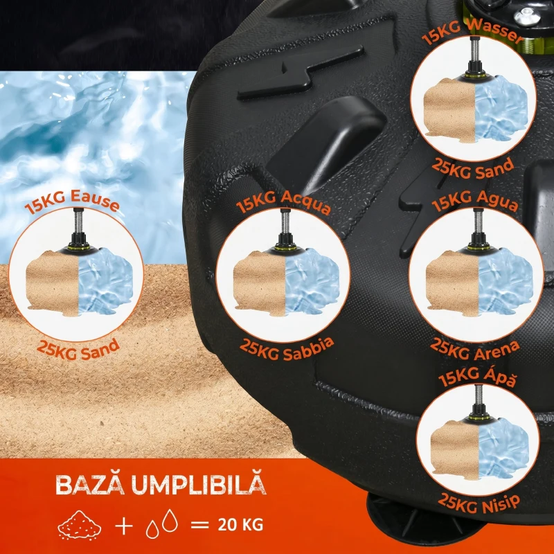 SPORTNOW Punching Ball de Podea cu Bază Umplubilă și Ventuze, Înălțime Reglabilă de la 147-165 cm, Negru