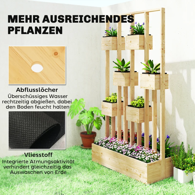 Outsunny Hochbeet mit Rankgitter Körbe, Holz Pflanzkasten Pflanzkübel Blumenkasten, 90 x 45 x 170 cm