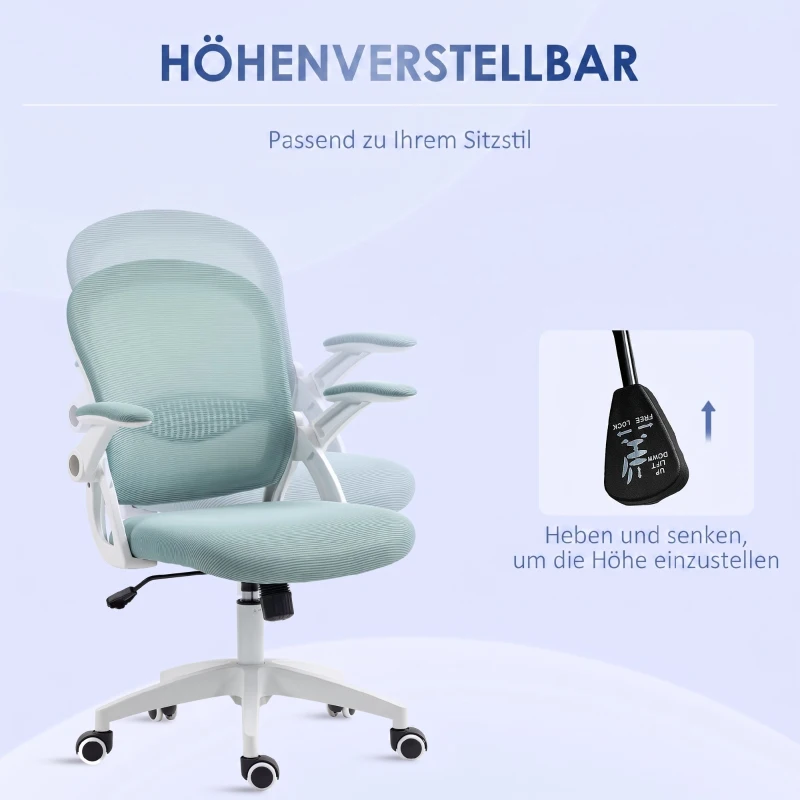 Vinsetto Scaun de Birou Ergonomic cu Spătar din Plasă și Înălțime Reglabilă, 65.5x61.5x88-97.5 cm, Albastru