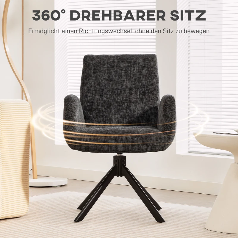 HOMCOM Polstersessel, Akzentsessel, modernes Design, drehbar, bis 120 kg, Schwarz