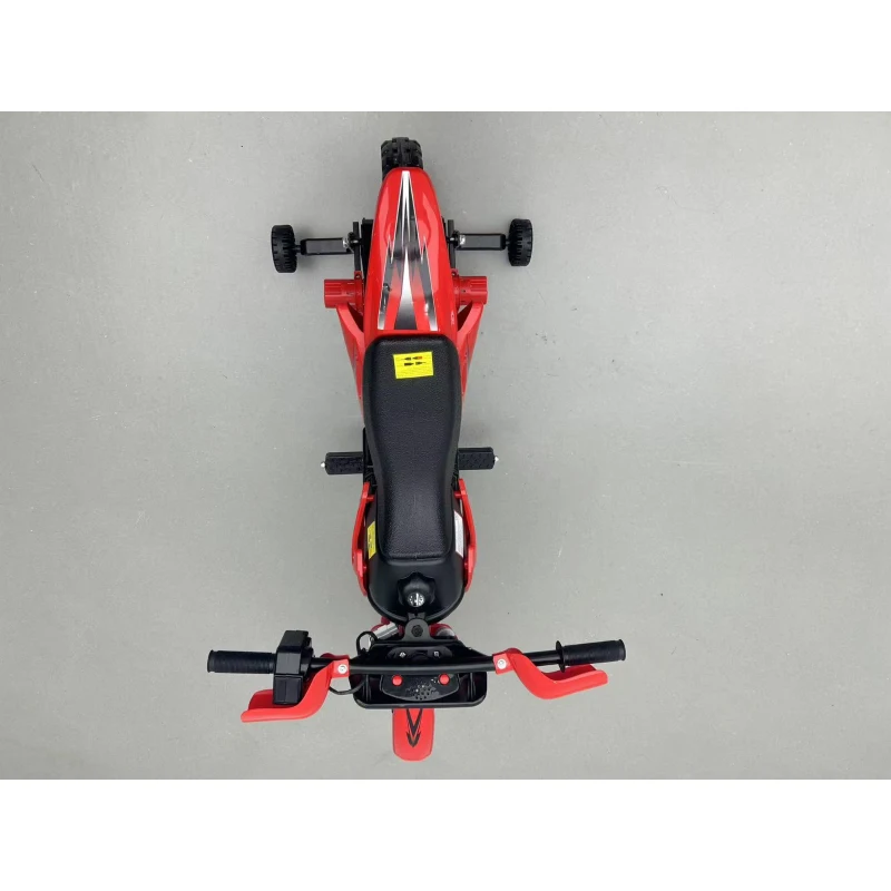 AIYAPLAY Motocicletă Electrică Copii 12V cu 2 Roți Ajutătoare Detașabile, 2 Motoare, Suspensie Spate, Muzică, 3 km/h, 3-6 Ani, Roșu