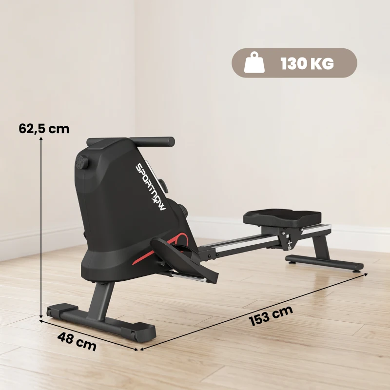 SPORTNOW Rudergerät für Zuhause Leises Magnetisches Rudergeräte mit 16 Widerstandsstufen Exklusiver APP LCD-Display Handyhalter