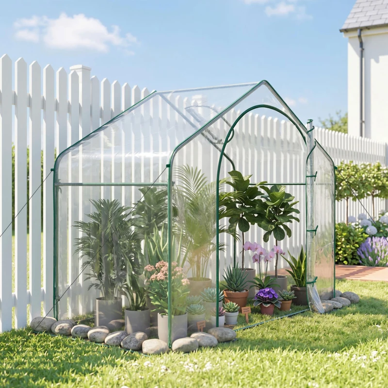 Outsunny Seră de Exterior cu Intrare cu Fermoar și Aerisire Superioară, din Plastic și Oțel, 180x100x152 cm, Transparentă