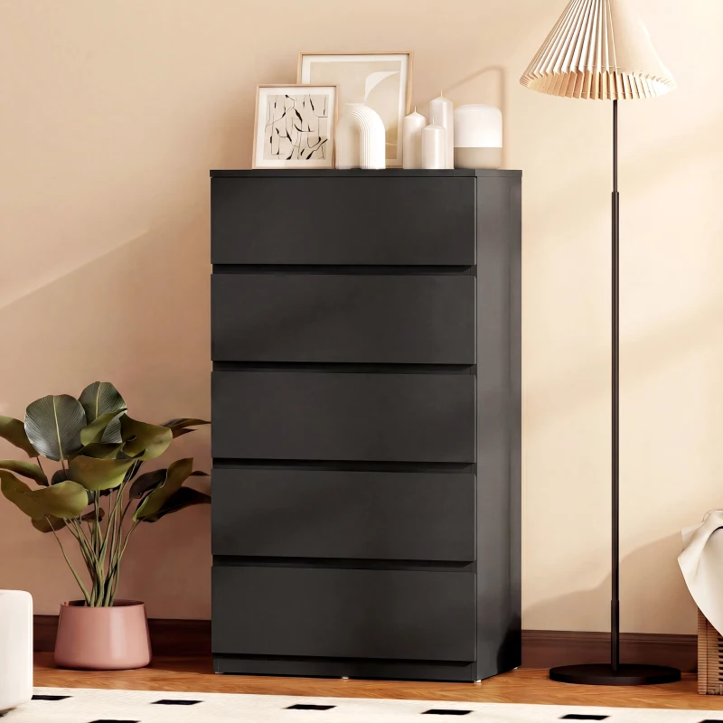 HOMCOM Chest of Drawers, 5-Drawer Storage Cabinets, Modern Dresser, Storage Drawer Unit for Bedroom