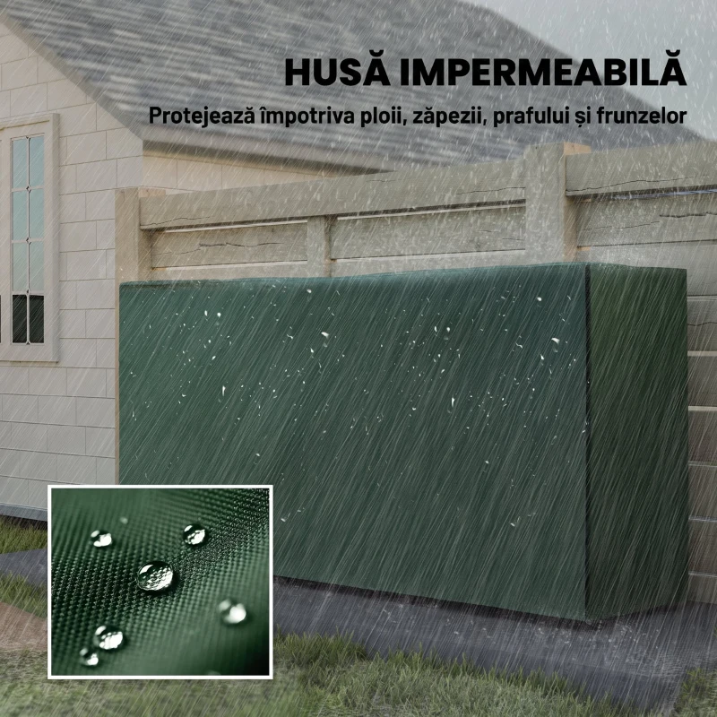 Outsunny Suport pentru Lemne de 0,6 m³, Reglabil, cu Husă Impermeabilă din PE, din Metal, 200 x 36 x 99 cm, Negru și Verde Închis