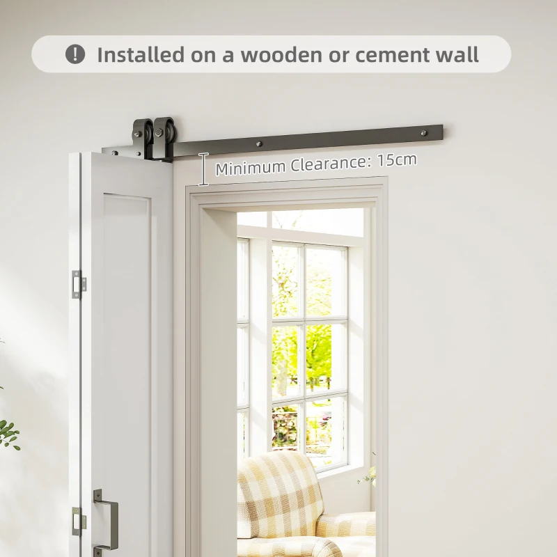 HOMCOM Slide Door, 70cm Modern Sliding Door Set Kit with Steel Rail, White