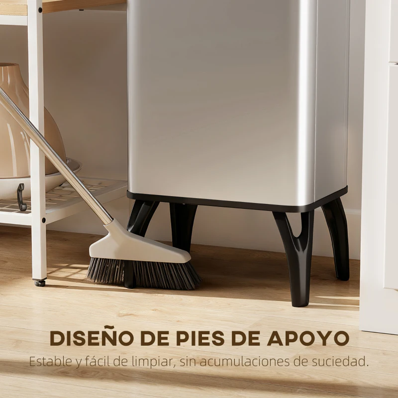 HOMCOM Cubo de Basura Cocina Automático 50L, Papelera de Cocina de Acero Inoxidable con Sensor Infrarrojo, Cierre Suave, Plata