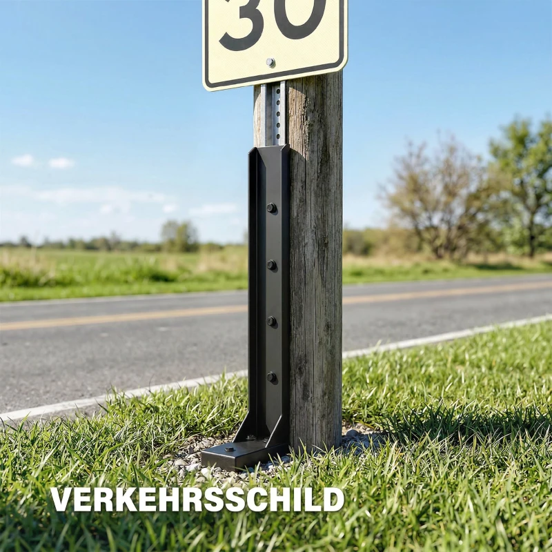 Outsunny Zaunpfosten Reparaturset 2er-Set Stützpfähle für Zaunpfosten mit Nägeln Bohrer 81 x 5,5 x 12 cm Schwarz