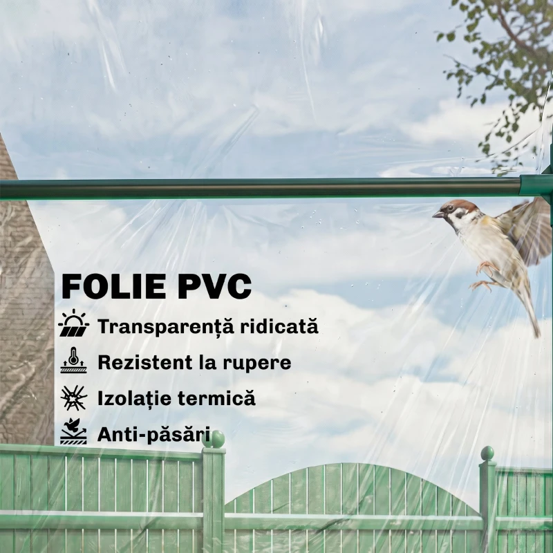 Outsunny Seră de Exterior cu Intrare cu Fermoar și Aerisire Superioară, din Plastic și Oțel, 180x100x152 cm, Transparentă