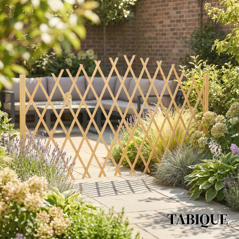 Outsunny Set de 2 Paneles de Vallas de Jardín Exterior Extensibles de Madera para Decoración Terraza 180x30x103 cm Natural