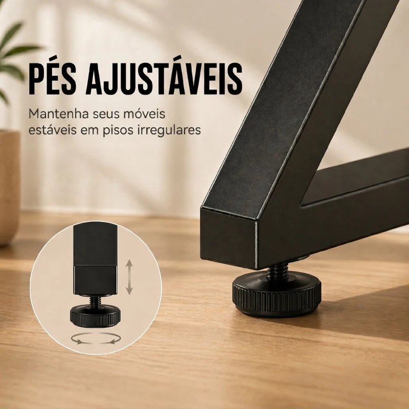HOMCOM Conjunto de 2 Pernas de Mesa em Aço em Forma de X para Móveis Industriais com Apoios Ajustáveis e Parafusos Preto