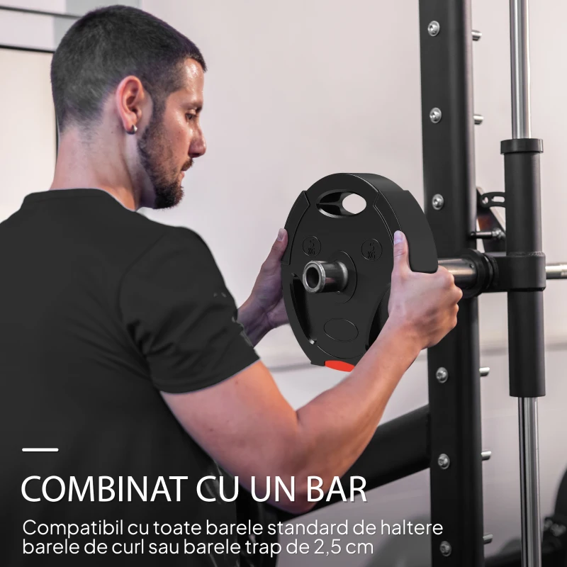SPORTNOW Set de 4 Discuri Greutăți, 2x7,5 kg și 2x5 kg, Polipropilenă și Nisip, Ø30x5,5 cm, Ø27x4,5 cm, Negru