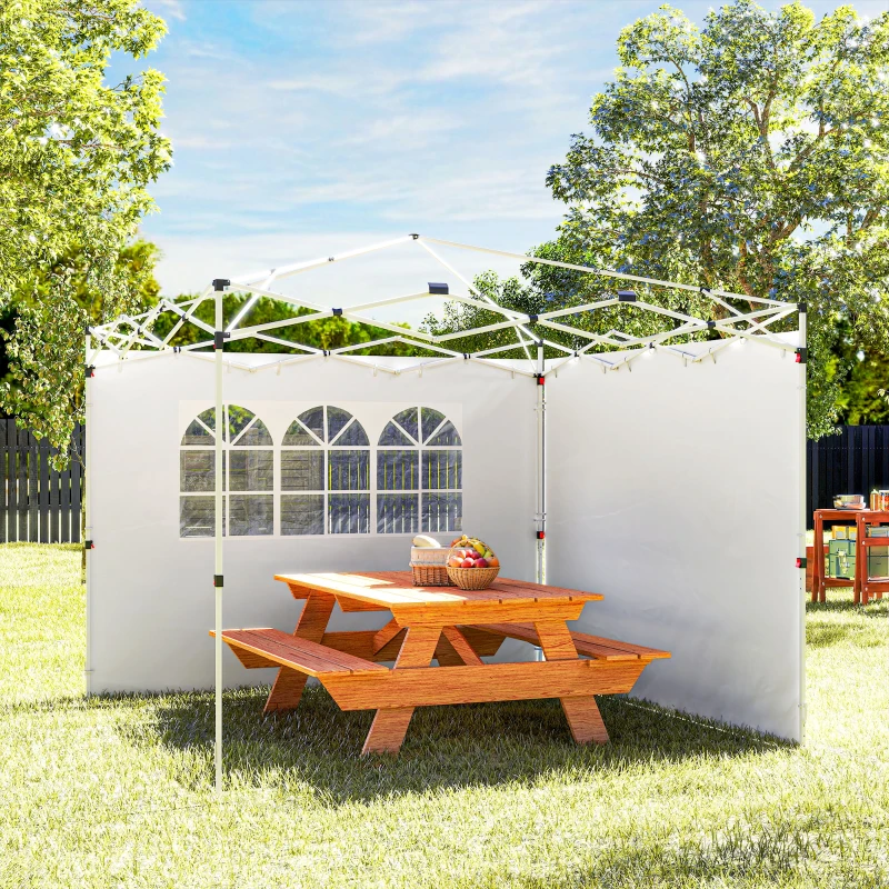 Outsunny Parois latérales pour tonnelle 3 x 3 m panneaux pour pavillon avec fenêtre lot de 2 tissu Oxford blanc