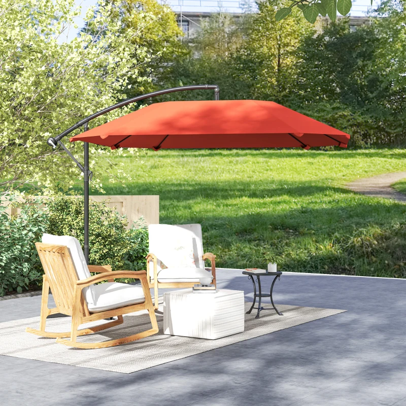 Outsunny Ombrellone a Sbalzo con Copertura Regolabile e Base a Croce, in Metallo e Poliestere, 260x304x245 cm, Bordeaux