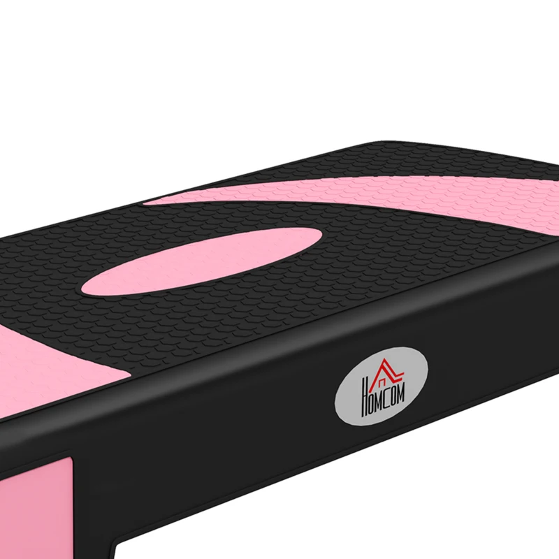 HOMCOM Stepper fitness aérobic hauteur réglable surface antidérapante 80 x 31 x 20 cm noir rose clair