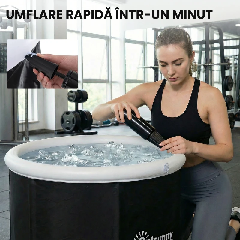 Outsunny Tavă Portabilă pentru Gheață cu Capac și Pompă 280l