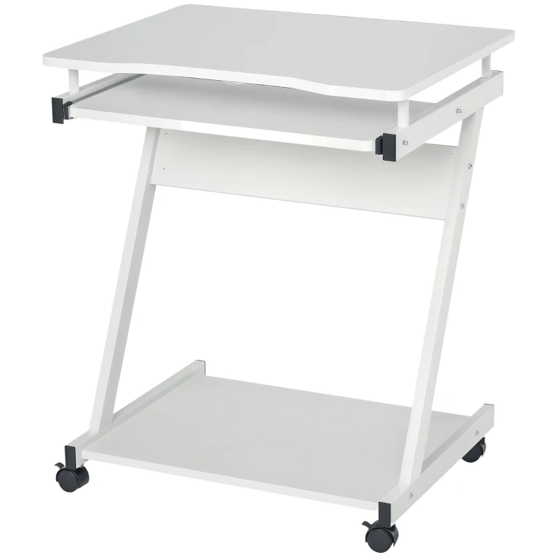 HOMCOM Schreibtisch Computertisch kompakt mit Tastaturablage 60 x 48 x 73cm Weiß