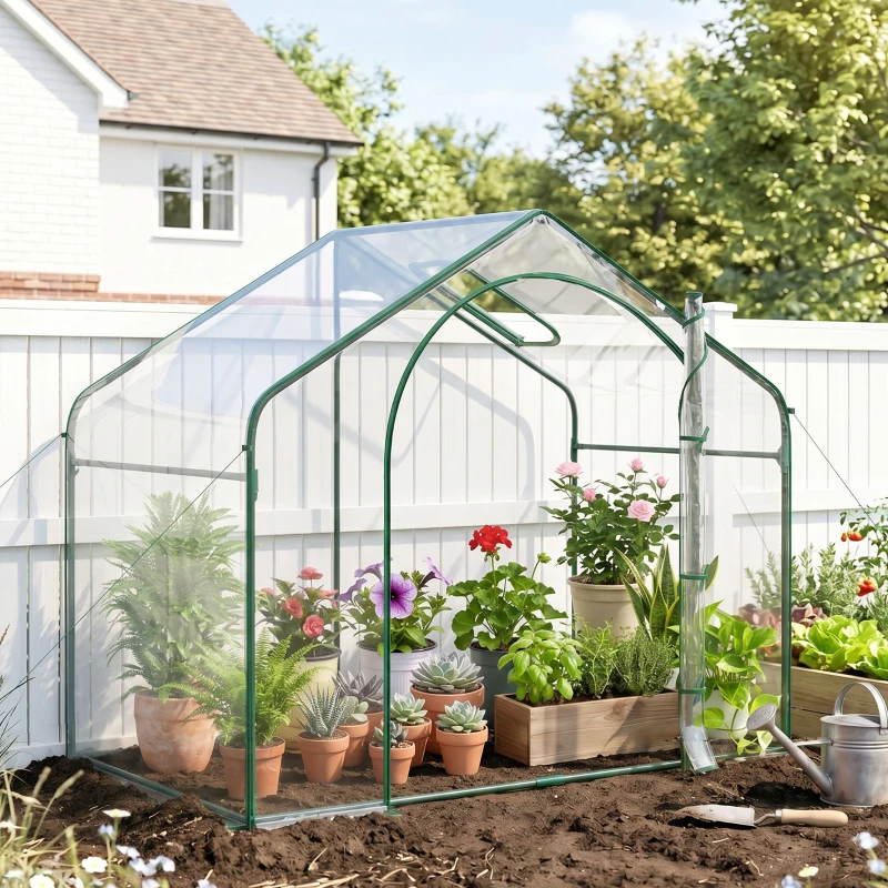 Outsunny Seră de Exterior cu Intrare cu Fermoar și Aerisire Superioară, din Plastic și Oțel, 180x100x152 cm, Transparentă