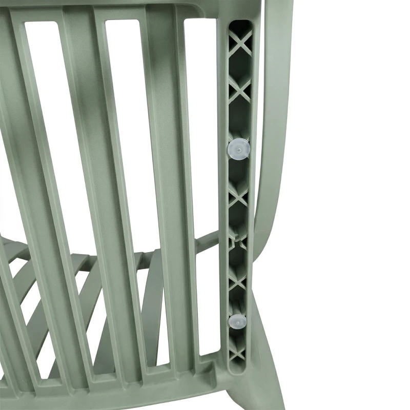 Outsunny Lot de 4 Chaises de Jardin Empilables en Polypropylène Anti-UV Accoudoirs et Dossier à Lattes Ergonomique Gris Vert