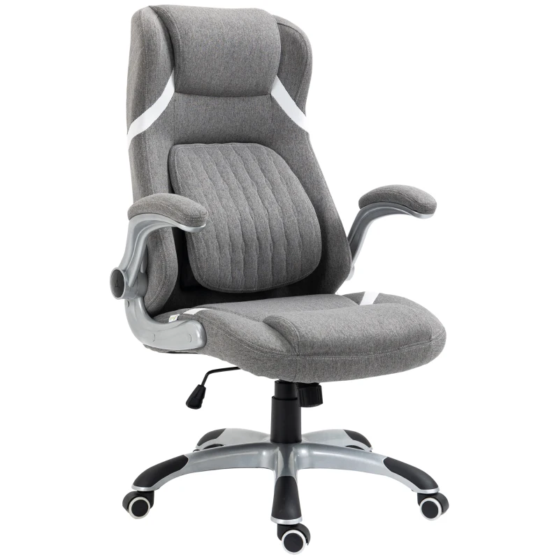 Vinsetto Sedia da Ufficio Reclinabile in Tessuto Traspirante e Acciaio con Altezza Regolabile, 68x76x109-117 cm