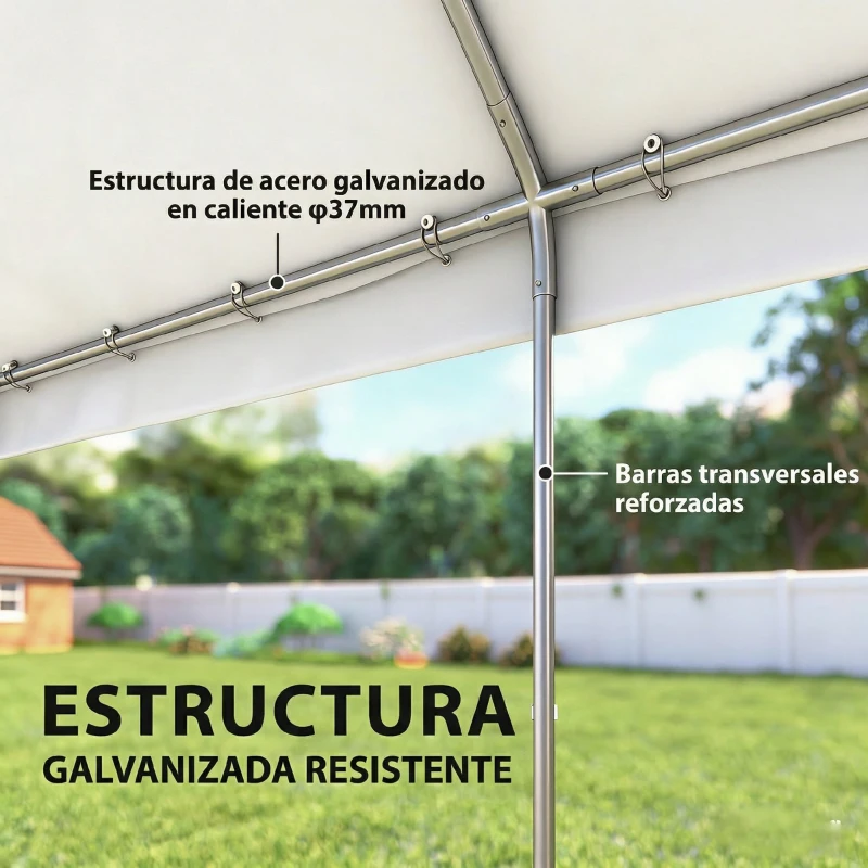 Outsunny Carpa para Fiestas 4x6 m Carpa de Jardín con Paredes Extraíbles 2 Puertas y Ventanas UPF30+ para Boda Gris y Blanco