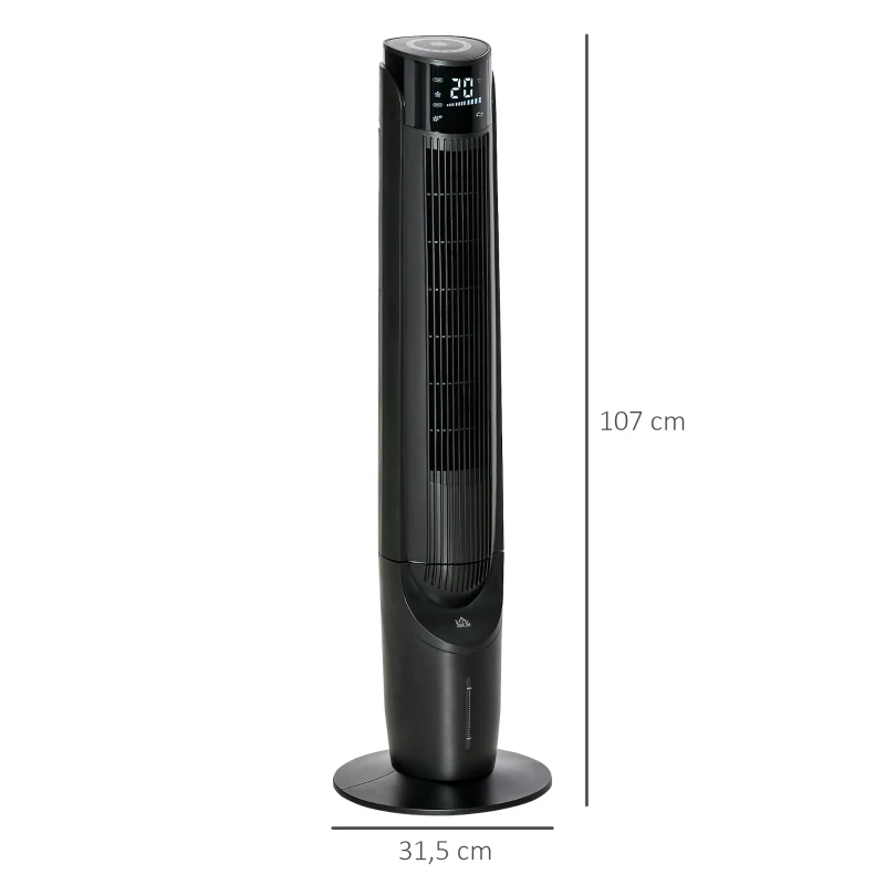 HOMCOM Turmventilator, Klimaanlage mit 4 Modi, 3 Geschwindigkeiten, Timer, Kunststoff
