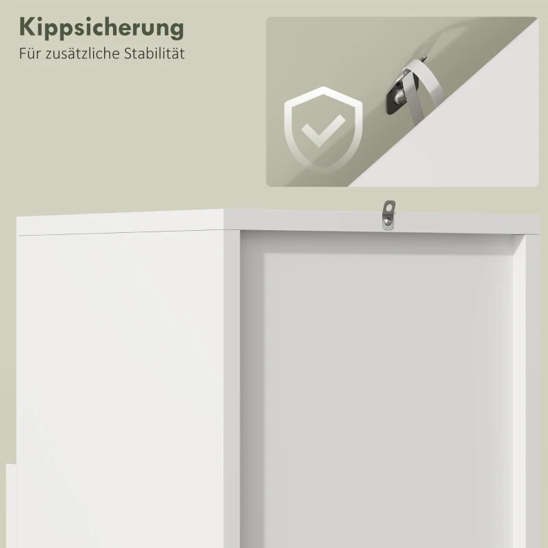 HOMCOM Badezimmerschrank Schmal Badschrank mit Verstellbaren Ablagen, offenem Fach 30 x 30 x 71,5 cm Weiß