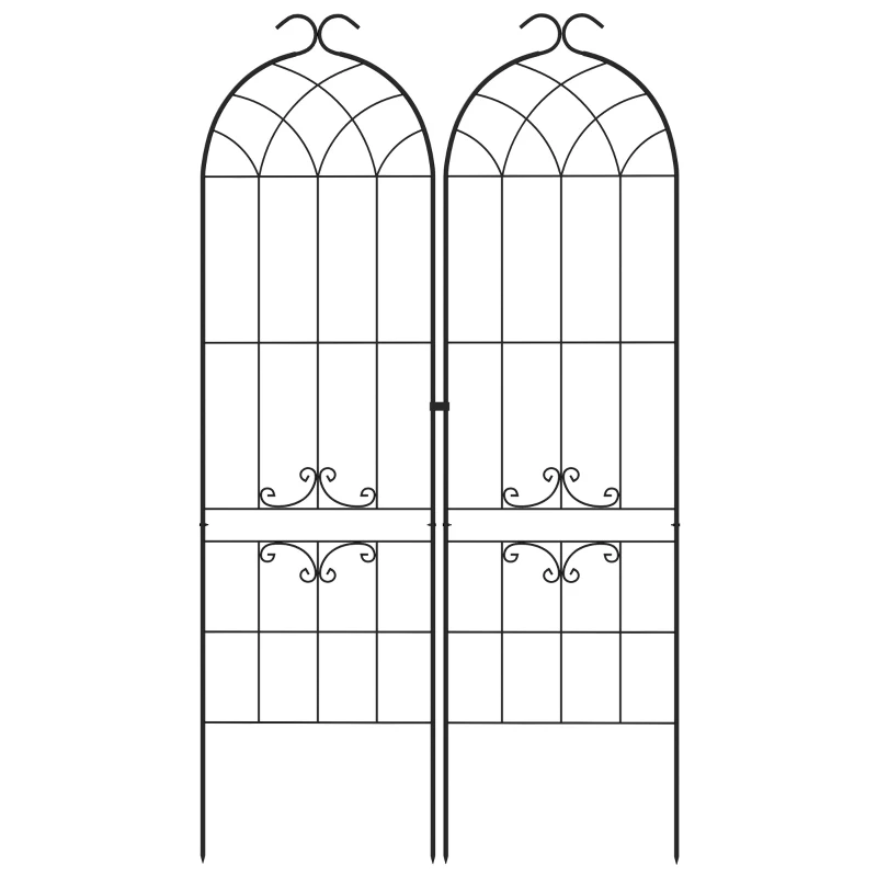 Outsunny Lot de 2 treillis de jardin, support pour plantes grimpantes en métal, 50L x 181H cm, noir