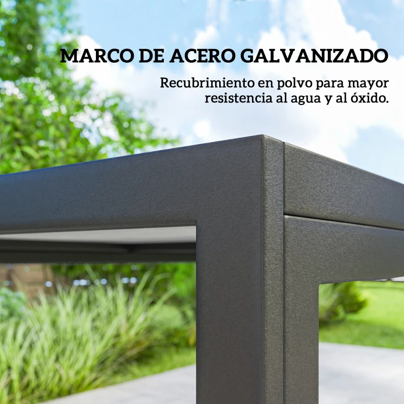 Outsunny Conjunto de Mesa y Sillas Jardín con Mesa de Efecto Madera y 6 Sillas con Asiento Transpirable para Terraza Patio Caqui