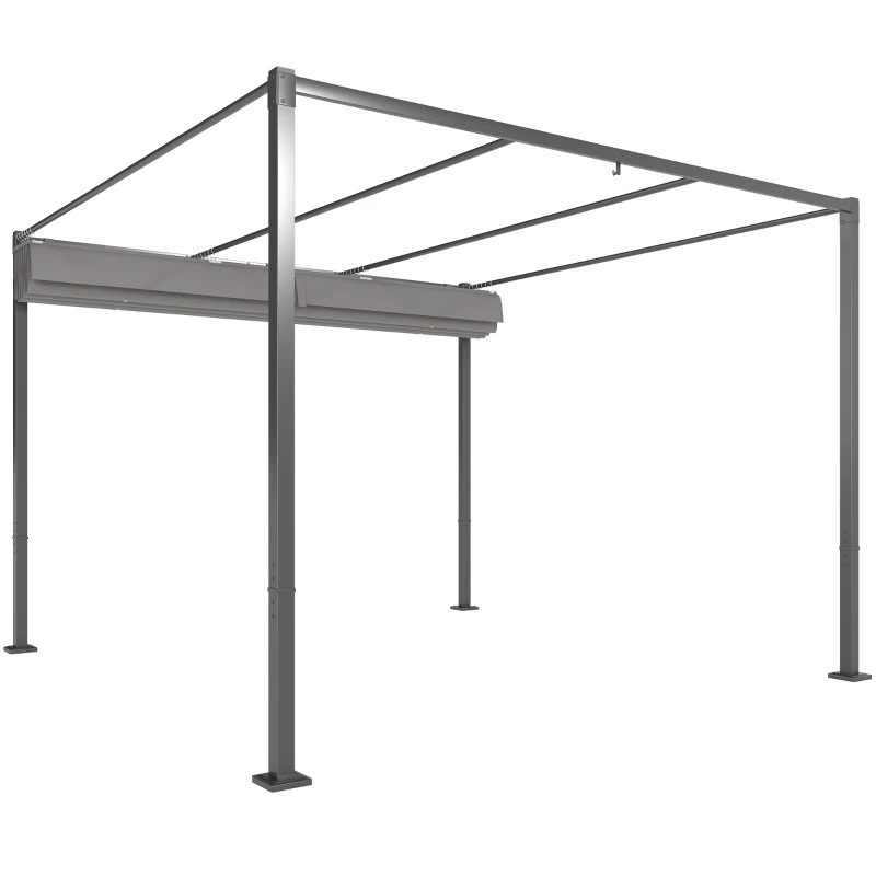 Outsunny Pérgola con Techo Retráctil Pérgola de 3x3 m con Cierre Magnético Protección UV30+ Pabellón para Jardín Patio Gris