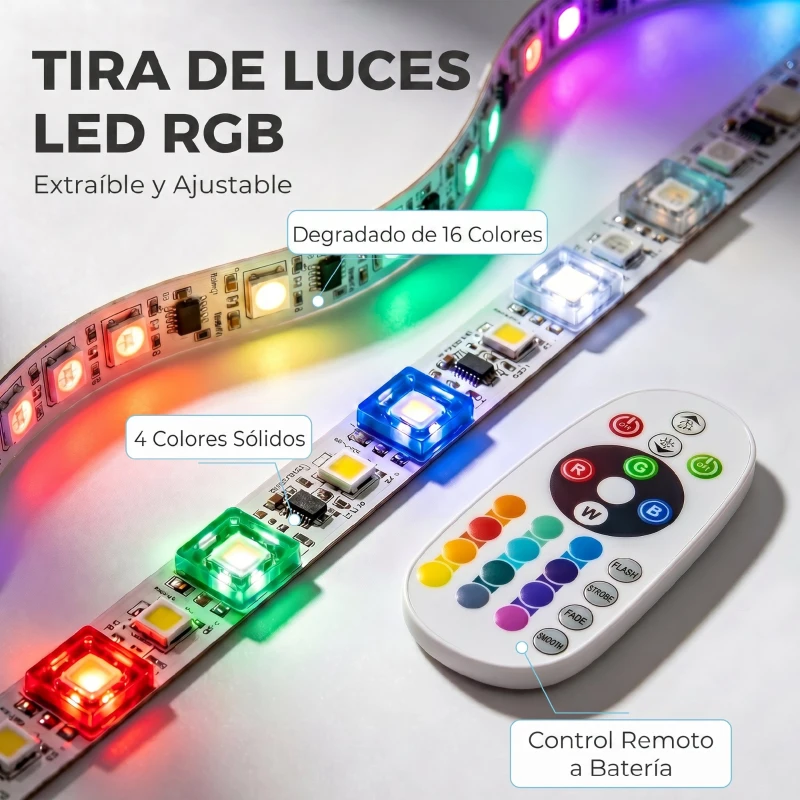 HOMCOM Mueble de TV Suspendido con Luces LED con Estantes Abiertos para Televisión 75 Pulgadas 177,8x30x18 cm Blanco