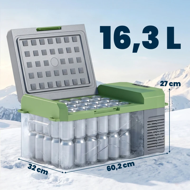 Outsunny Glacière électrique portable 16,3L, réfrigérateur de voiture portable congélateur et réfrigérateur 12/24V gris