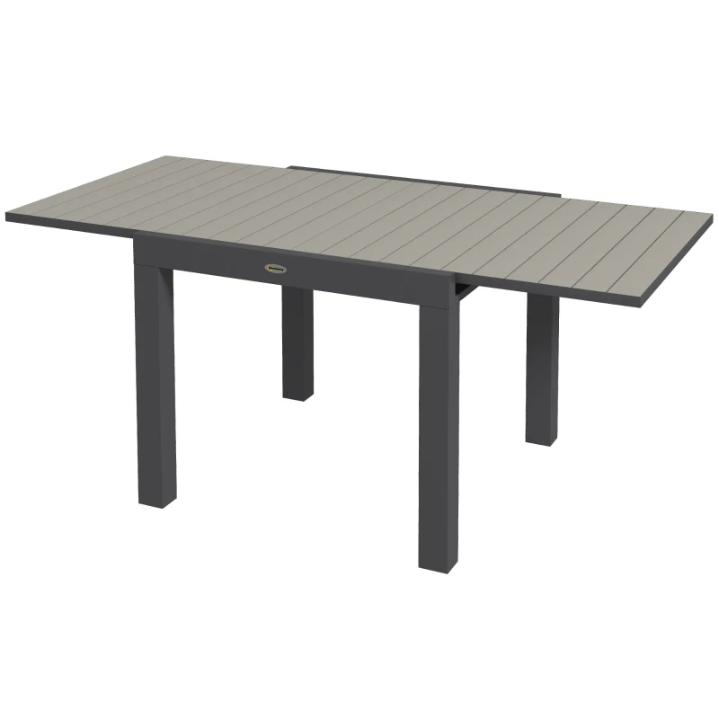 Outsunny Tavolo da Giardino Allungabile per 4-6 Persone con Piano a Doghe, in Alluminio, 81/162x80x75 cm, Grigio