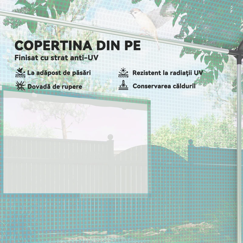 Outsunny Seră de Grădină Tip Tunel 2x3x2 m cu Uși și Ferestre Rulabile, Seră pentru Grădină cu Acoperiș Înclinat, Structură din Oțel și Acoperire PE, pentru Legume, Flori, Fructe, Anti-UV, Verde