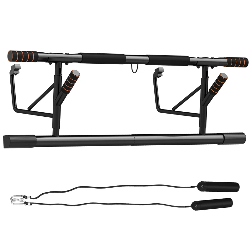 SPORTNOW Barre de traction barre traction porte avec bandes de résistance poignées rembourrées 100 x 43 x 27 cm noir
