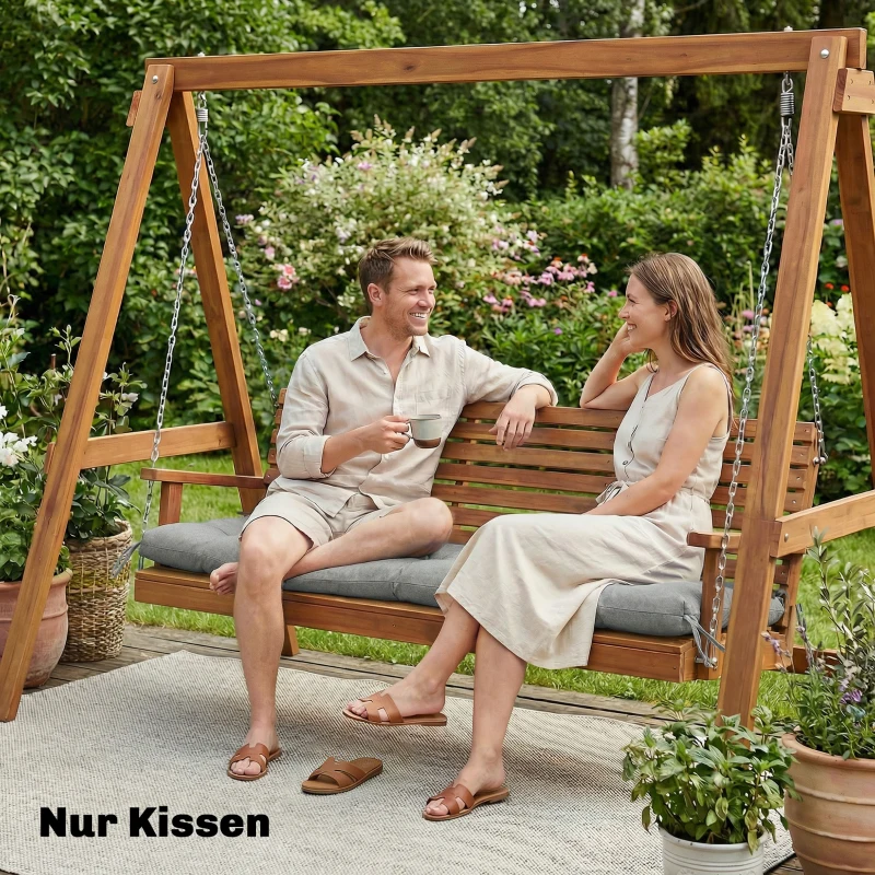 Outsunny Palettenkissen Abnehmbar Sitzkissen mit Befestigungsbändern Palettenpolster für die meisten Liegen 198x65x13cm Hellgrau