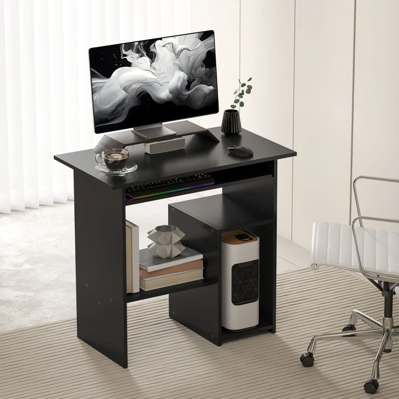 HOMCOM Computertisch, Schreibtisch, Spanplatte, Metall, 80 x 45 x 75 cm, Schwarz(m-10)