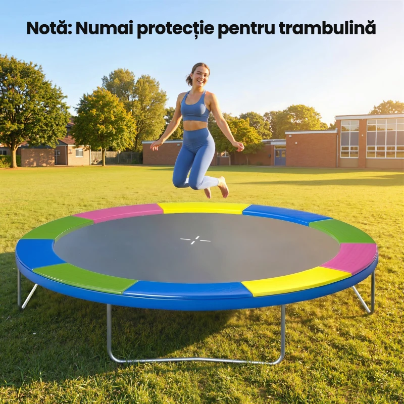 SPORTNOW Husă pentru Trambulină Ø305x30 cm, Pliabilă și Portabilă, din Plastic, PE și Spumă, Multicolor