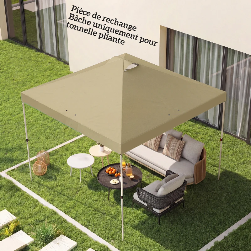 Outsunny Toile de Rechange pour Tonnelle 3 x 3 m UV50+ Imperméable avec 8 Trous de Drainage 3 x 3 m, crème